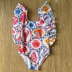 Girls One-Piece Swimsuit with Sea Life Print